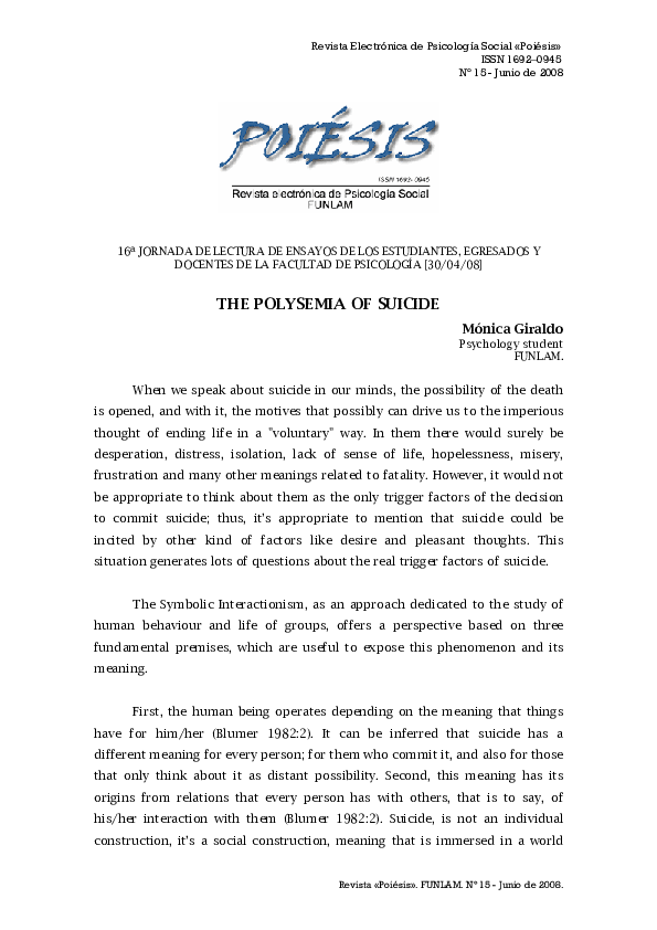 (PDF) The Polysemia of Suicide