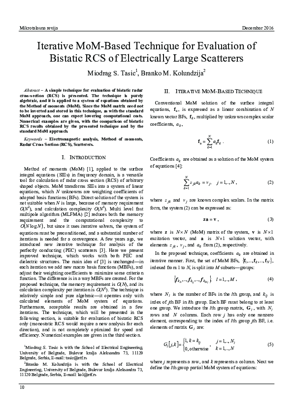 (PDF) An iterative MoM-based technique for evaluation of bistatic RCS ...