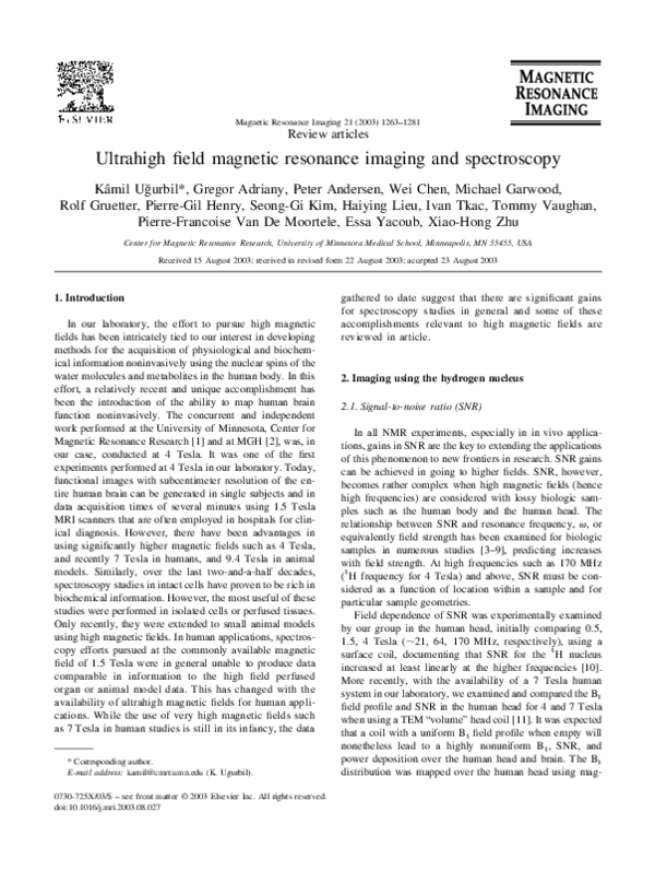 (PDF) Ultrahigh field magnetic resonance imaging and spectroscopy ...