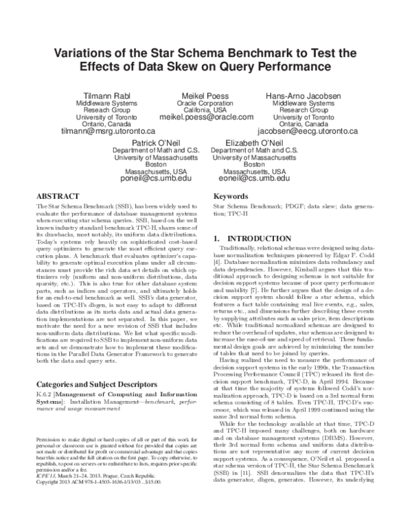 (PDF) Variations of the star schema benchmark to test the effects of ...