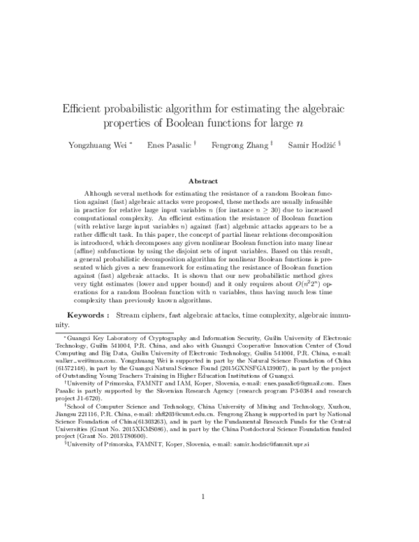(PDF) Efficient probabilistic algorithm for estimating the algebraic ...