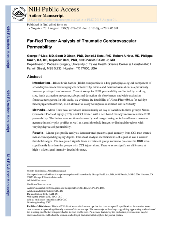 (PDF) Far-red tracer analysis of traumatic cerebrovascular permeability