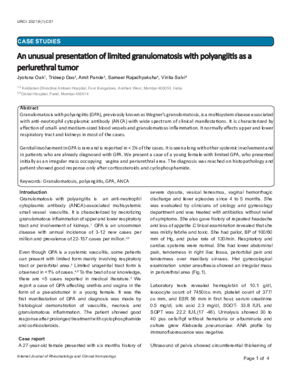 (PDF) An unusual presentation of limited granulomatosis with ...