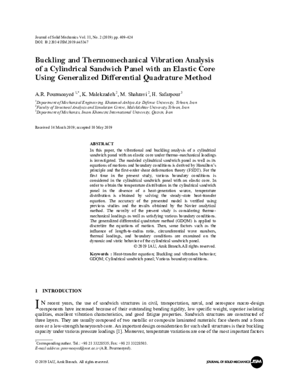 (PDF) Buckling and Thermomechanical Vibration Analysis of a Cylindrical ...