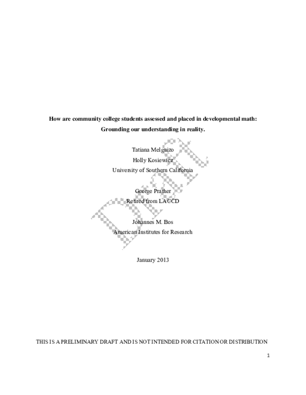(PDF) How Are Community College Students Assessed and Placed in ...