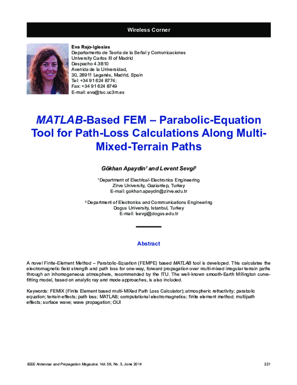 (PDF) Matlab-based fem - parabolic-equation tool for path-loss ...
