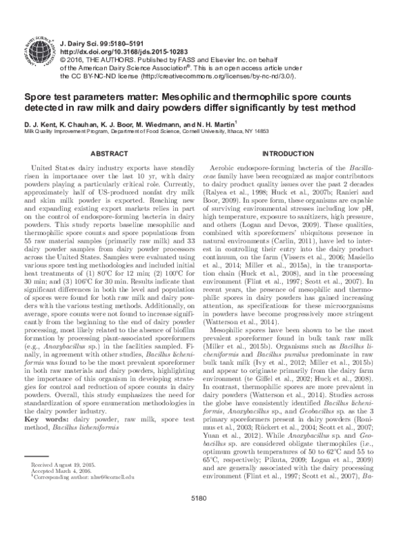 (PDF) Spore test parameters matter: Mesophilic and thermophilic spore ...