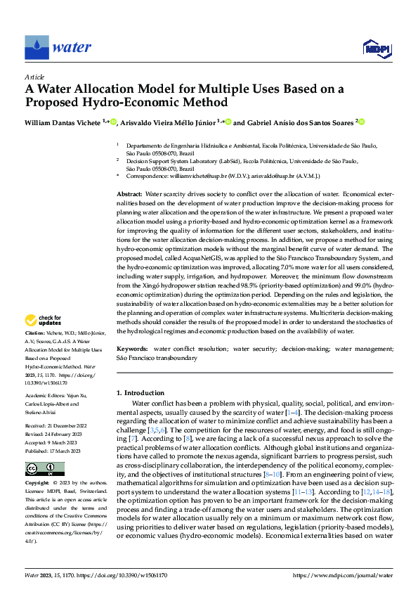 (PDF) A Water Allocation Model for Multiple Uses Based on a Proposed ...