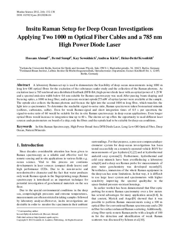 (PDF) Insitu Raman Setup for Deep Ocean Investigations Applying Two ...