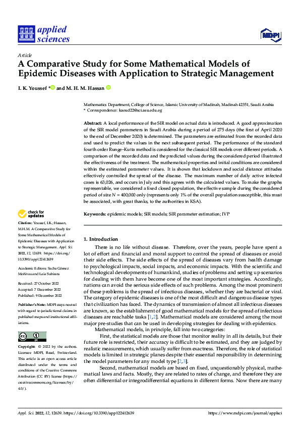 (PDF) A Comparative Study for Some Mathematical Models of Epidemic ...