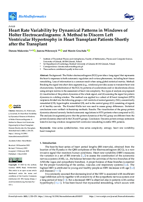 (PDF) Heart Rate Variability by Dynamical Patterns in Windows of Holter ...
