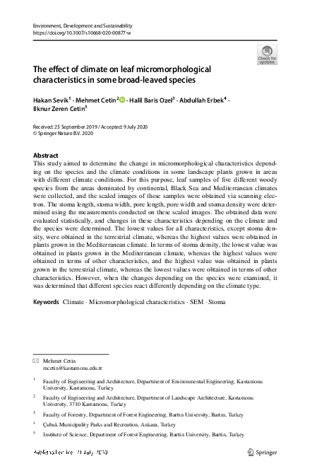 (PDF) The effect of climate on leaf micromorphological characteristics ...