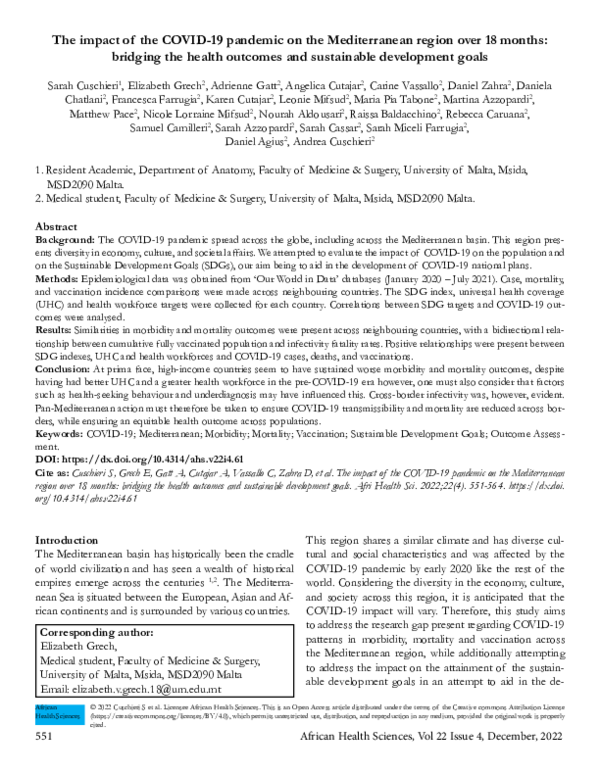 (PDF) The impact of the COVID-19 pandemic on the Mediterranean region ...