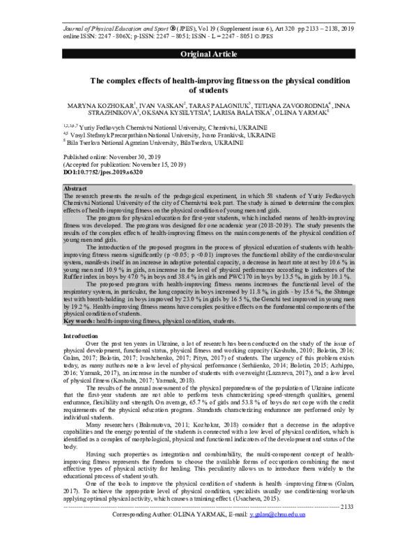 (PDF) The complex effects of health-improving fitness on the physical ...