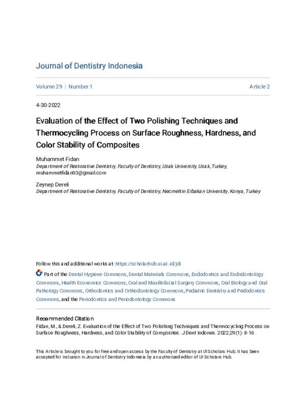 (PDF) Evaluation of the Effect of Two Polishing Techniques and ...