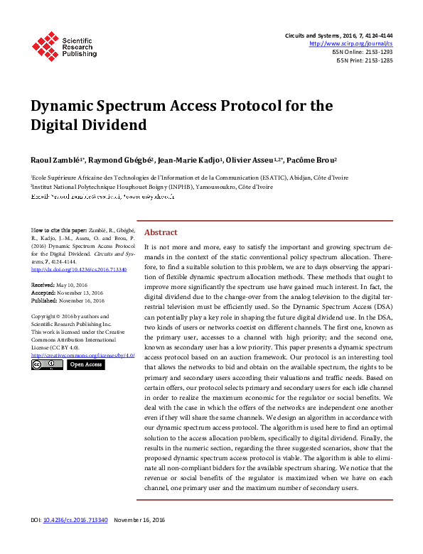 (PDF) Dynamic Spectrum Access Protocol for the Digital Dividend