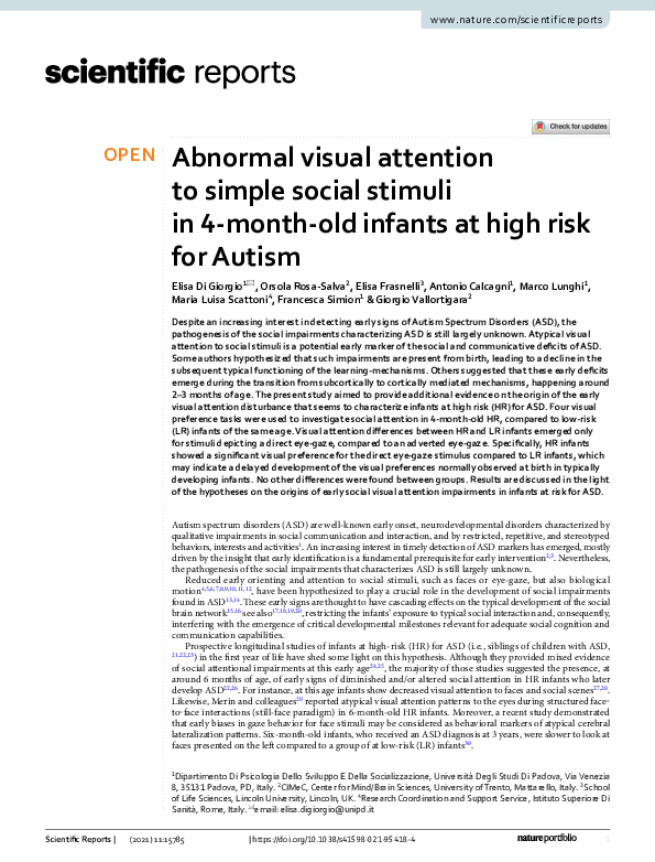(PDF) Abnormal visual attention to simple social stimuli in 4-month-old ...
