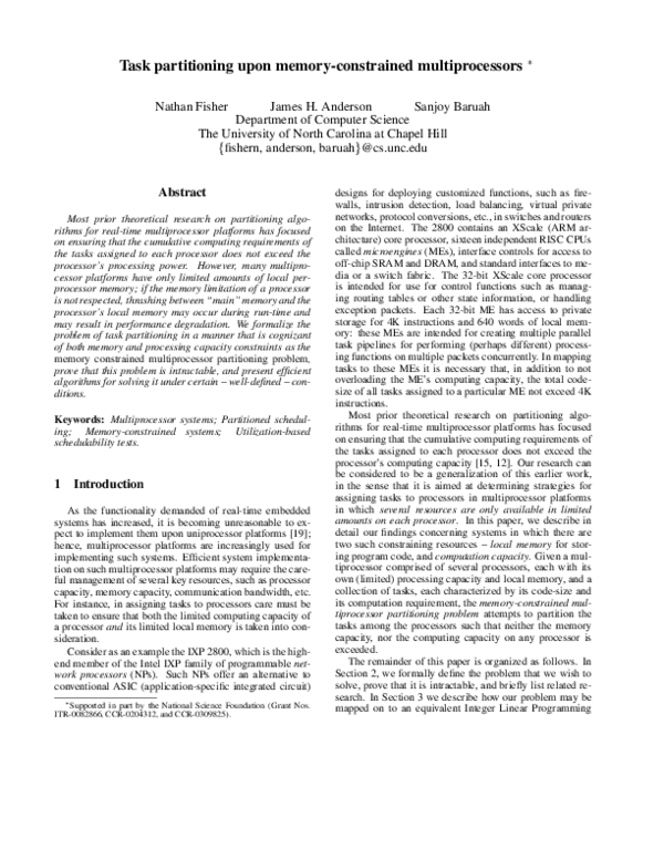 (PDF) Task Partitioning upon Memory-Constrained Multiprocessors
