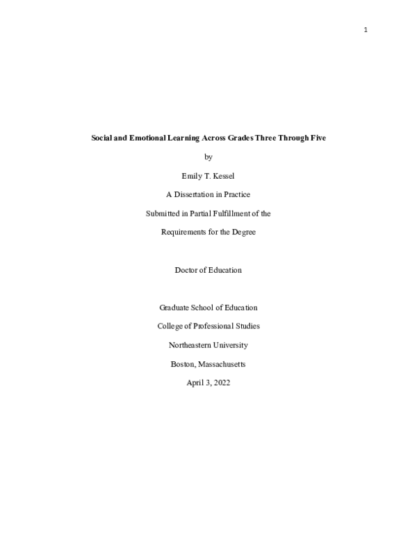 (PDF) Social and emotional learning across grades three through five