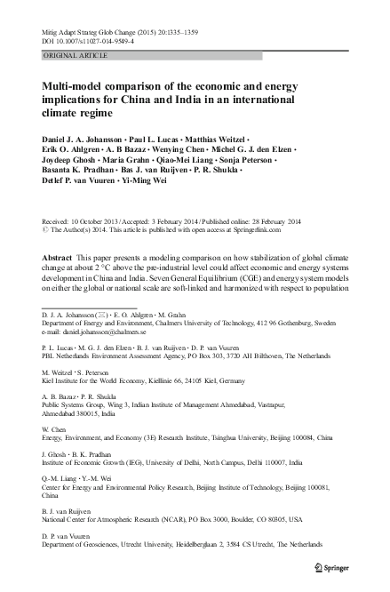(PDF) Multi-model comparison of the economic and energy implications ...
