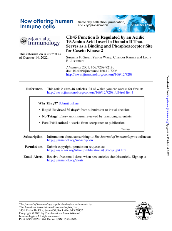 (PDF) 19-Amino Acid Insert in Domain II That CD45 Function Is Regulated ...