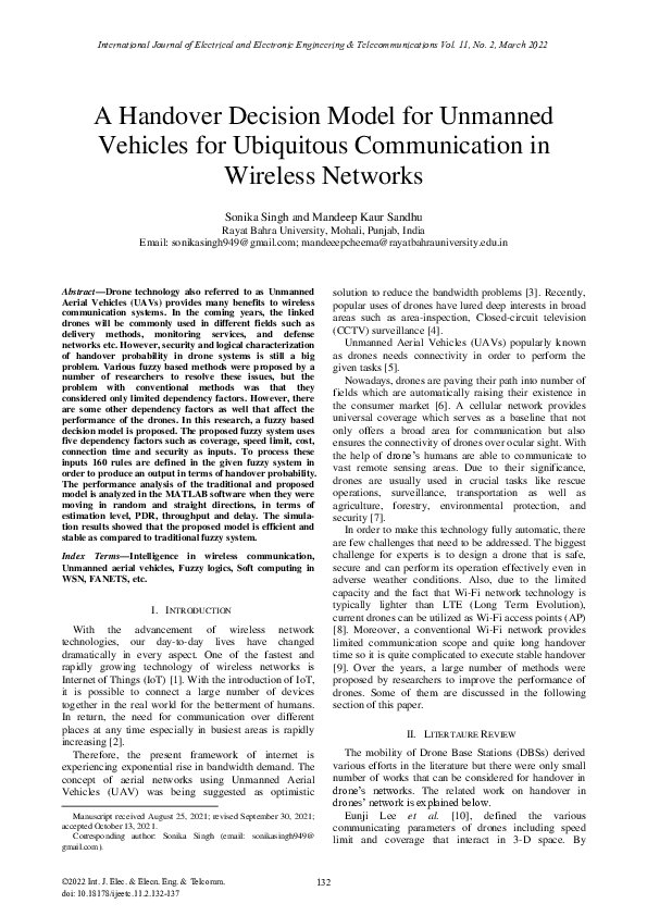(PDF) A Handover Decision Model for Unmanned Vehicles for Ubiquitous ...