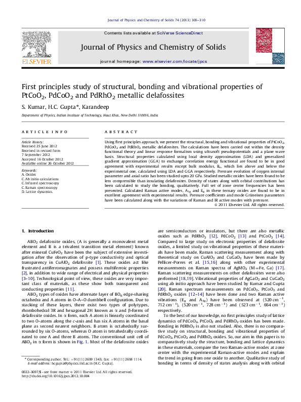 (PDF) First principles study of structural, bonding and vibrational ...