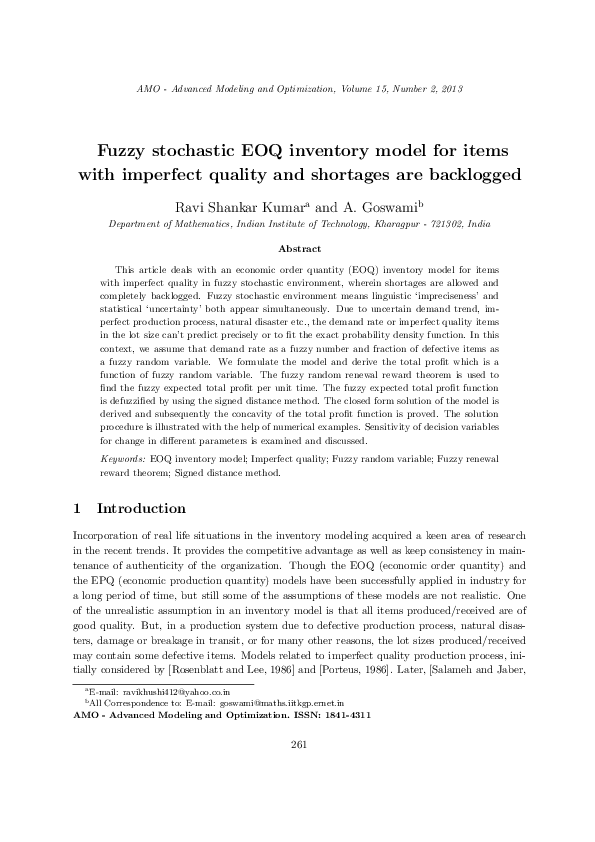(PDF) Fuzzy stochastic EOQ inventory model for items with imperfect ...