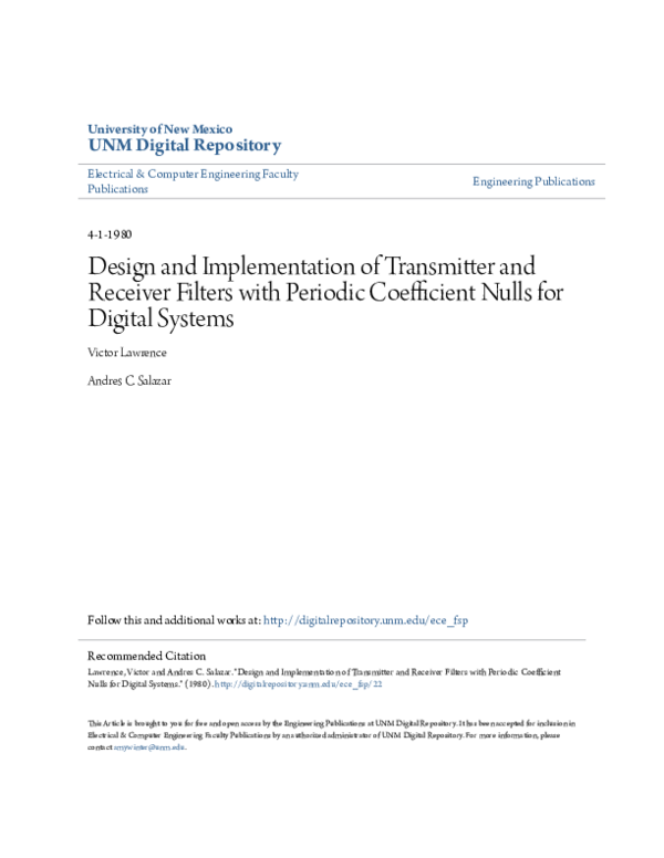 (PDF) Design and implementation of transmitter and receiver filters ...