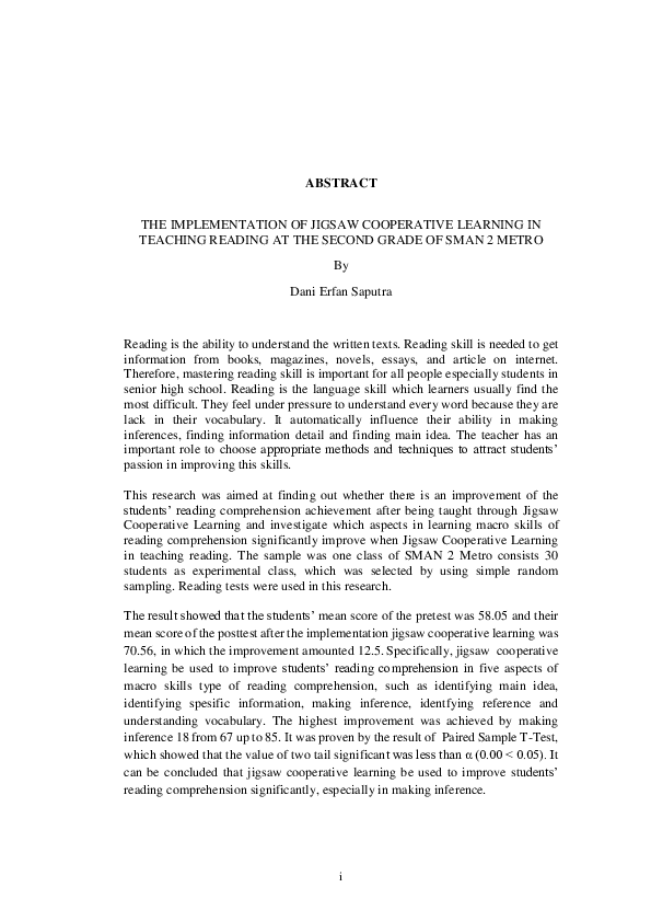 (PDF) The Implementation of Jigsaw Cooperative Learning in Teaching ...