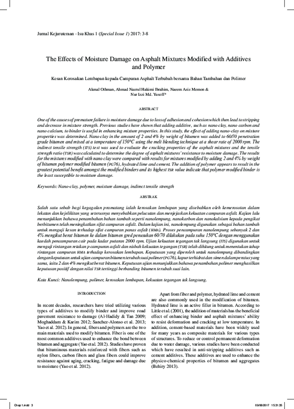 (PDF) The effects of moisture damage on asphalt mixtures modified with ...
