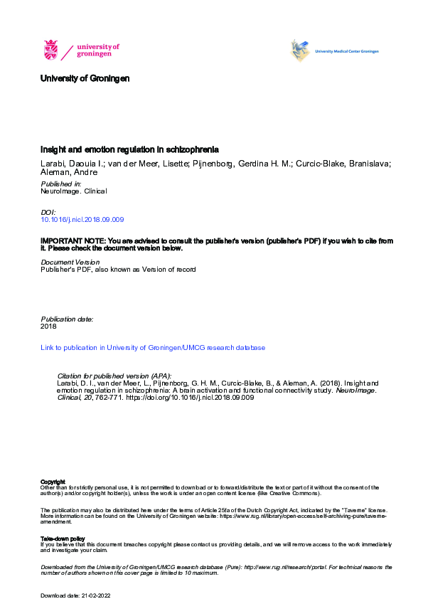 (PDF) Insight and emotion regulation in schizophrenia: A brain ...