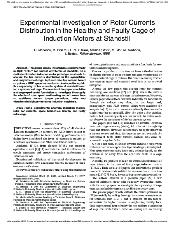 (PDF) Experimental Investigation of Rotor Currents Distribution in the ...