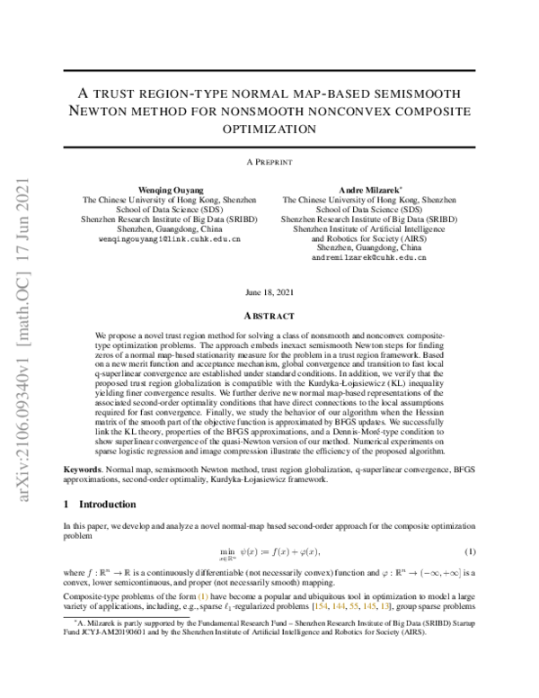 (PDF) A trust region-type normal map-based semismooth Newton method for ...