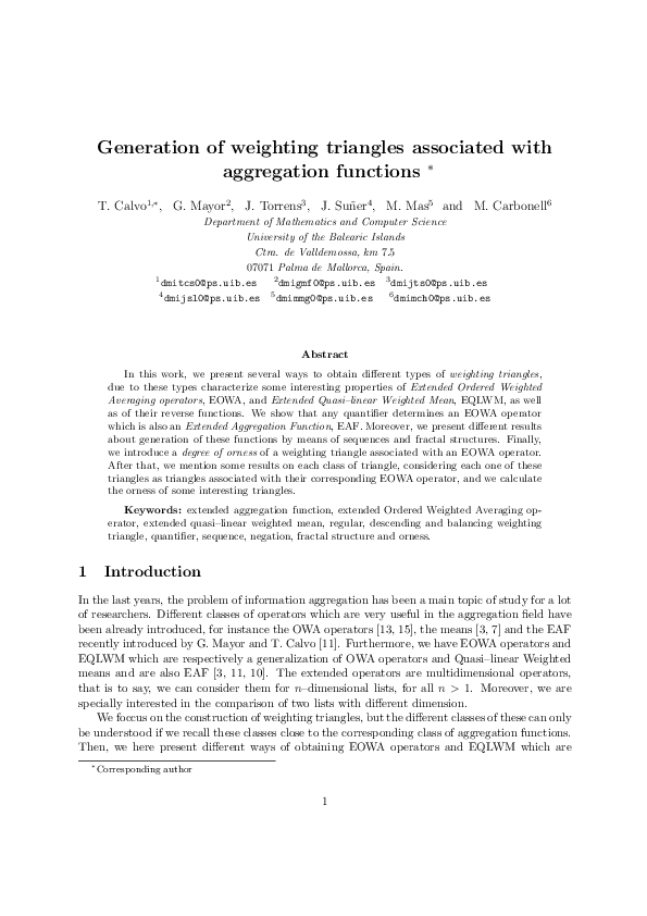 (PDF) Generation of Weighting Triangles Associated with Aggregation ...