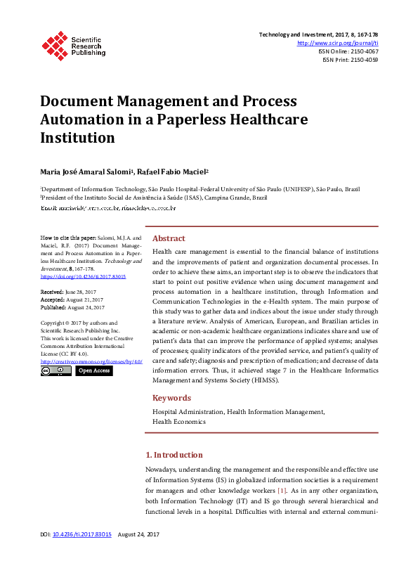(PDF) Document Management and Process Automation in a Paperless ...