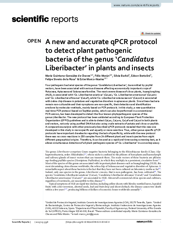 (PDF) A new and accurate qPCR protocol to detect plant pathogenic ...