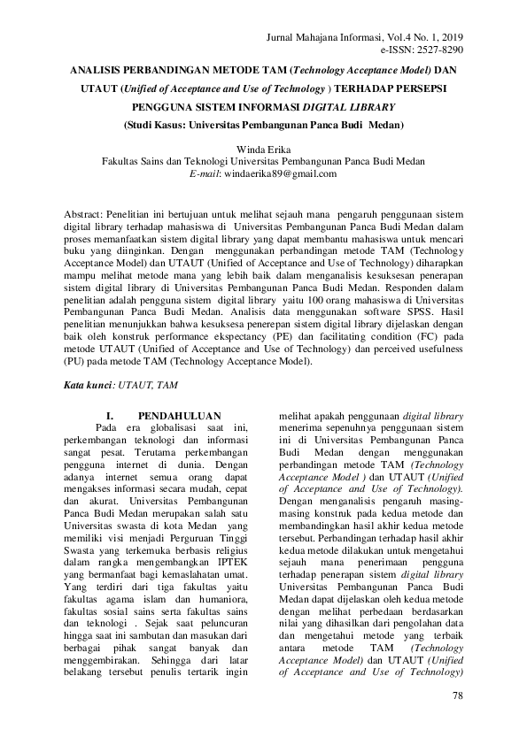 (PDF) ANALISIS PERBANDINGAN METODE TAM (Technology Acceptance Model ...