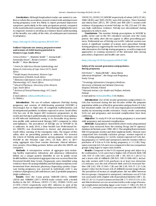 Sodium Valproate use among pregnant women and women-of child-bearing potential in Western Cape, South Africa