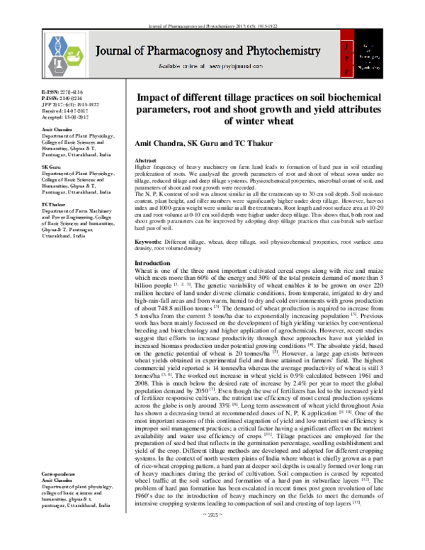 (PDF) Impact of different tillage practices on soil biochemical ...