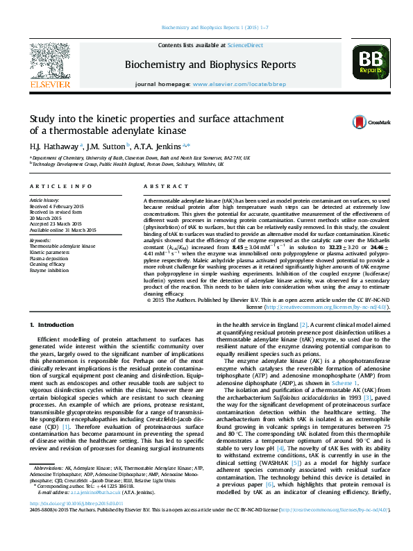 (PDF) Study into the kinetic properties and surface attachment of a ...