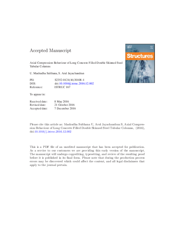 (PDF) Axial Compression Behaviour of Long Concrete Filled Double ...