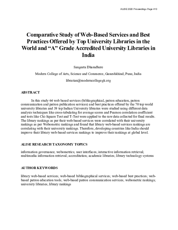 (PDF) Comparative Study of Web-Based Services and Best Practices ...