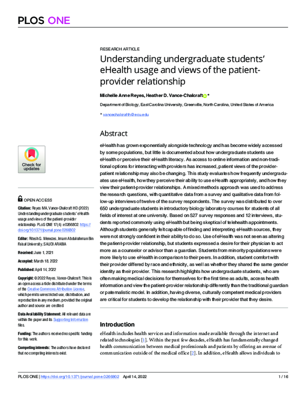 (PDF) Understanding undergraduate students’ eHealth usage and views of ...