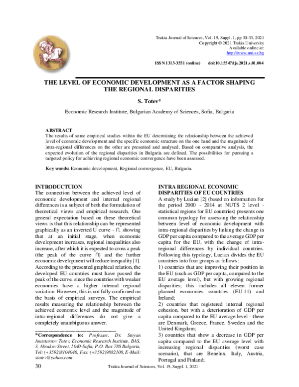 (PDF) The Level of Economic Development as a Factor Shaping the ...