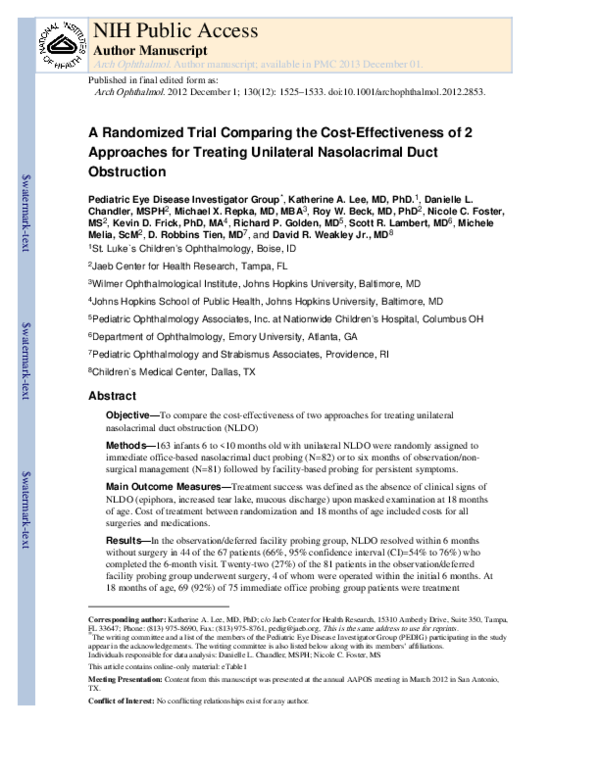 (PDF) A Randomized Trial Comparing the Cost-effectiveness of 2 ...