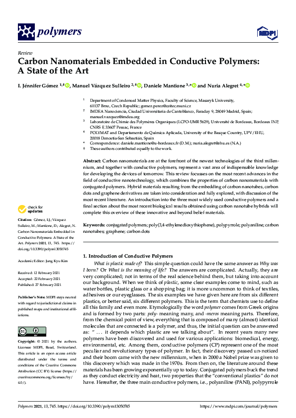 (PDF) Carbon Nanomaterials Embedded in Conductive Polymers: A State of ...