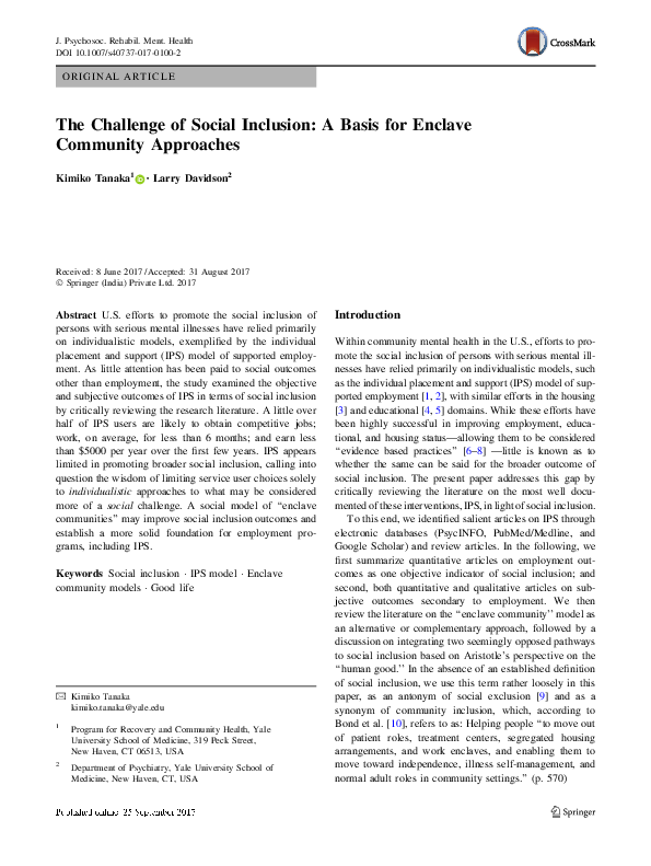(PDF) The Challenge of Social Inclusion: A Basis for Enclave Community ...
