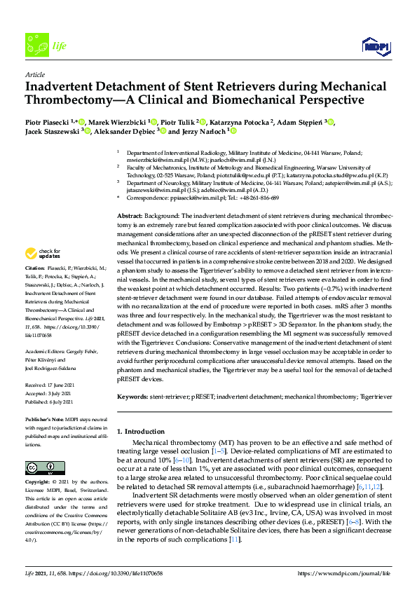 (PDF) Inadvertent Detachment of Stent Retrievers during Mechanical ...