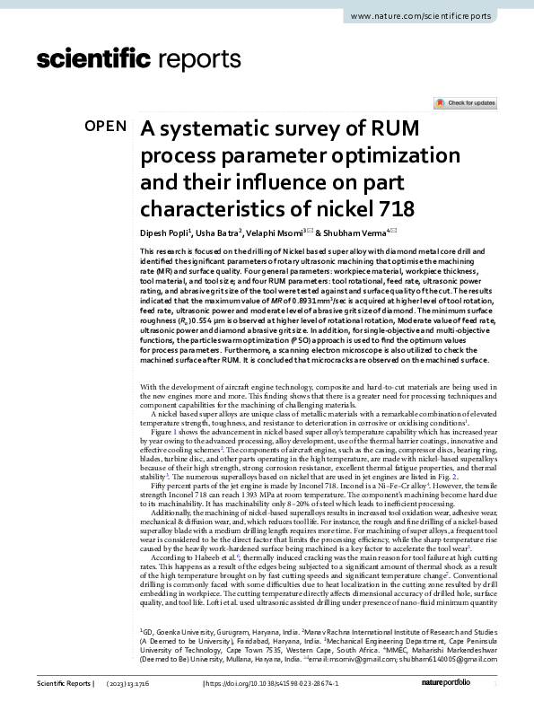 (PDF) A systematic survey of RUM process parameter optimization and ...